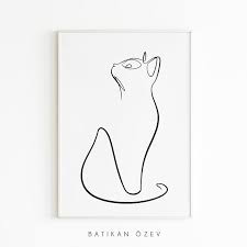 Minimalist Cat Line Art Print Cat Drawing Poster One Line Etsy Abstract Animal Art Line Art Drawings Minimalist Cat Tattoo