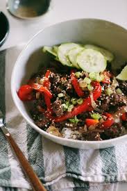 1 1/3 cups brown rice · 1 tbsp rice bran oil · 1 egg, lightly beaten · 2 garlic cloves, crushed · 3cm piece fresh ginger, peeled, finely grated · 500g lean beef . Healthier Korean Beef Bowls Parsnips And Pastries