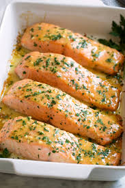 Since salmon filets can vary in size, keep an eye on the salmon towards the end since a thinner fillet will roast faster and a thicker filet such as a fattier farmed salmon, or a thick wild king salmon fillet may take longer to roast. Baked Salmon With Buttery Honey Mustard Sauce Cooking Classy