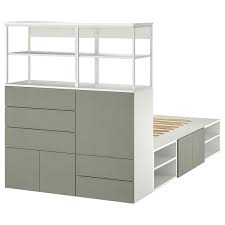 Who doesn't like extra storage space in their home? Platsa Bed Frame With 5 Door 5 Drawers White Klubbukt Grey Green Ikea Ireland