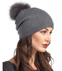 The Lyric Charcoal Slouchy Beanie Hat with Finn Raccoon Pom Pom