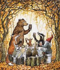 Mr Bear Welcomes His Friends To The Autumn Feast Illustration Instaart Watercolor Painting Whimsical Magica Whimsical Art Prints Whimsical Art Art