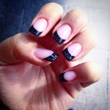 Square Black Acrylic Nails With Glitter Black Glitter French Manicure Square Shape My 2nd Time Getting Acryl Nails I Just Love It Glitter French Manicure Manicure French Manicure