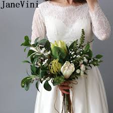 Some of the best bridesmaid flower bouquets are the ones that are hand tied and have a composite look. Janevini Vintage Green Leave Bride Bouquet Artificial Bunch Of Flowers For Wedding Bridal Bouquets Bridesmaid Hand Accessories Wedding Bouquets Aliexpress