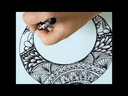 zentangle pattern drawing crescent moon رسم زنتانجل رسم قمر youtube washer necklace diamond necklace art drawings