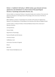 Research ethics and preparing and evaluating protocols for ethical review. Pdf Lesbian Gay Bisexual And Trans Appearance And Embodiment A Critical Review Of The Psychological Literature