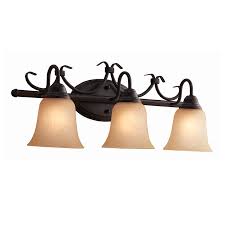 The glass jar style shade adds a unique touch to this fixture. Portfolio Stone Hollow 3 Light Bronze Transitional Vanity Light Bar In The Vanity Lights Department At Lowes Com
