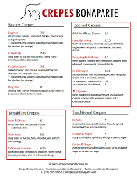 Menu Crepes Bonaparte French Crepe Catering Food Truck Crepes Restaurant Catering Catering Food