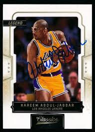 Shop upper deck's signature basketball collection! Kareem Abdul Jabbar Signed Lakers Basketball Card Psa Pristine Auction