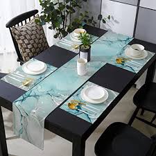 We did not find results for: Amazon Com Daleng Blue Marble Table Runner 90 Inch And Place Mats Set Of 6 Green Gray Texture Cotton Linen Table Mats Set Heat Insulation Washable Placemats Set For Wedding Indoor Outdoor Parties
