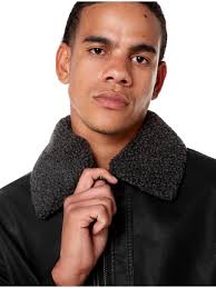 Jaqueta John John Masculina Couro Sherpa Bill Preta