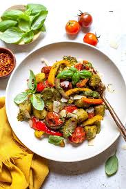 Sheet Pan Pesto Gnocchi Two Peas Their Pod Thedirtygyro Gnocchi Recipes Gnocchi Recipes Easy Sheet Pan Recipes