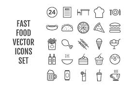 25 Vector Line Fast Food Icons Food Icons Icon Psd Templates