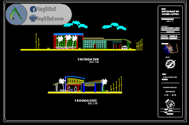 مخطط مطعم للوجبات الخفيفة Fast Food اوتوكاد Dwg