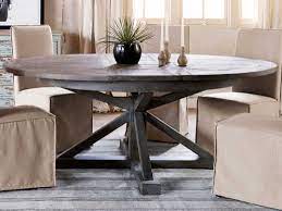 Combining traditional designs and materials with modern styles and detailing produces stunning rustic dining tables for any home, from traditional wooden tables to more modern glass ones. Four Hands Cintra Rustic Black Olive 63 Wide Round Dining Table Fsvcid2655