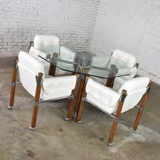 Default sorting sort by popularity sort by latest sort by price: Modern Game Table Or Dining Table Glass Chrome Oak With Four White Rolling Chairs Warehouse 414