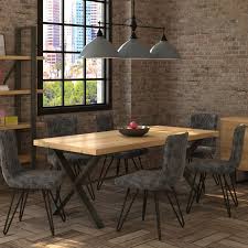 Dining table with 6 chairs. Fuji 190cm Dining Table Four Grey Fabric Dining Chairs Glasswells