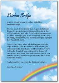 There is always food and water and warm spring weather. The New Rainbow Bridge Poem Printable