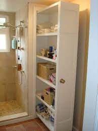 Pull Out Bathroom Storage Behind The Shower Plumbing Wall Provides A Ton Of Storage And Easy Access To Tiny House Bathroom Tiny House Storage Shower Plumbing