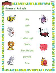 Tracing, writing, reading, math, english, phonics, alphabet letters, numbers. Homes Of Animals Free Printable Science Worksheet For 1st Grade