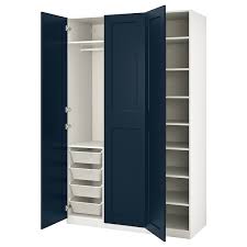 That's why a safety fitting is included so that you can attach the wardrobe to the wall. Pax Grimo Wardrobe Combination White Grimo Dark Blue Ikea