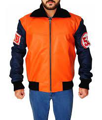 The anime dragon ball z baseball jacket printed goku cosplay kame sportswear coat. Goku 59 Dragon Ball Z Orange Black Leather Jacket