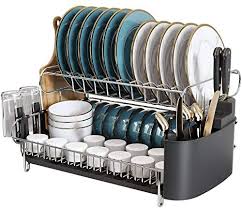 A wet cloth with some mild detergent will keep your racks. 2 Tier Large Dish Drying Rack Boosiny 304 Stainless Steel Dish Rack And Drainboard Set For Kitchen Counter Big Dish Drainer With Tray Cutting Board Holder Utensil Holder And Cup Holder Side Drain