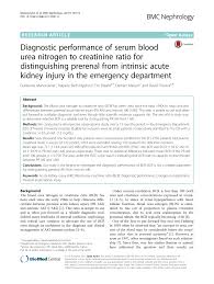 Pdf Diagnostic Performance Of Serum Blood Urea Nitrogen To
