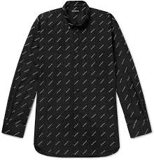 Balenciaga Button Down Collar Logo Print Cotton Poplin Shirt Cotton Shirt Poplin Shirt Casual Shirts