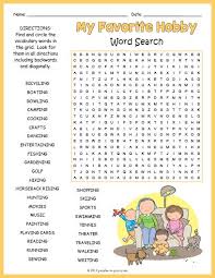 Free Printable My Favorite Hobby Word Search Word Puzzles For Kids Free Time Activities Word Search Printables