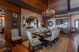 Breakfast is by far the best meal in the dining room. Luxurious Dining Room With Stone Half Wall In Mountaintop North Carolina Home Hgtv