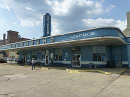 When operating as a bus station, the building included a coffeeshop and bathing facilities. Greyhound Bus Station Sah Archipedia