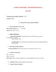 Exerciții de formulare de întrebări și răspunsuri, pe baza unor imagini. Doc Caracterizare PsihopedagogicÄƒ Model Gabriela D Costescu Academia Edu