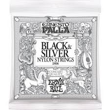 Ernie Ball 2406 Ernesto Palla Black And Silver Nylon Classical Guitar Strings Tie End 28 42