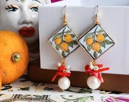 Baroque Style Tile Earrings