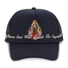 Virgin Mary Trucker Hat Navy Trucker Hat Underground Clothing Hats