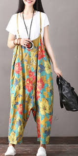 National Casual Floral Overalls Women Cotton Clothes K1862 Salvar Elbiseler Geri Donusum Kiyafetler Kadin Olmak