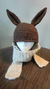 On Sale Eevee Inspired Pokemon Crochet Hat Scarf Combo Etsy Crochet Pokemon Crochet Hats Pokemon Crochet Pattern