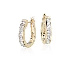 14kt yellow gold cultured pearl leverback earrings. Princess Cut Hoop Diamond Earrings Laqura Extraordinary Fine Diamond Jewellery