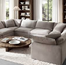 Reclaimed Russian Oak Plank Round Coffee Table Restoration Hardware Living Room Scandinavian Design Living Room Luxury Sofa Design