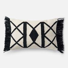 Black And White Lumbar Pillow With Tassels Check Out Kalomo Fringe Indoor Outdoor Pillow Lumbar From Shades Of Light Outdoor Pillows Ivory Pillow Indoor Outdoor Pillows