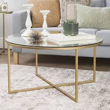 Daisy Glass Gold Round Coffee Table By Desert Fields Walmart Com In 2020 Gold Coffee Table Round Glass Coffee Table Coffee Table