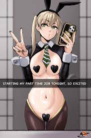 1girls black heart pasties black pasties blonde hair bunny ears  bunnysuit female female only green eyes heart pasties light-skinned female  light skin maebari maka albarn mirror selfie mobi mobi