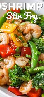 Shrimp Stir Fry Is A Quick And Healthy 30 Minute Meal That Everyone Loves Loads Of Ginger And Garlic Fresh Veg Shrimp And Vegetables Veggie Stir Fry Recipes