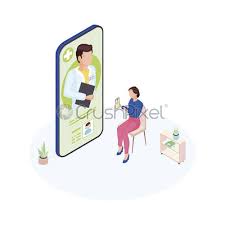 Doctor examining man, physician cartoon patient illustration, doctor and patient, child, hand, people png. Doctor On Call Service Isometric Illustration General Practitioner Consulting Mother Stock Vector Crushpixel