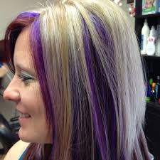 Purple, red, blonde and black done by Heather Trimble at SplitEndings salon  in Dallas, TX