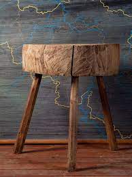 chunky butcher block table wood legs tables rustic log furniture kitchen island with gas cooktop