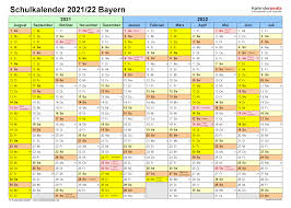 Kalender bayern 2020 + kalender bayern 2021 mit feiertagen, schulferien und kalenderwochen (kw). Schulkalender 2021 2022 Bayern Fur Excel