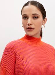 Melanie Lyne Two Tone Mock Neck Sweater