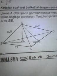 Contoh soal jarak titik ke titik pada limas segitiga. Limas A Bcd Pada Gambar Berikut Merupakan Limas Segitiga Beraturan Tentukan Jarak Dan Titik A Ke Brainly Co Id